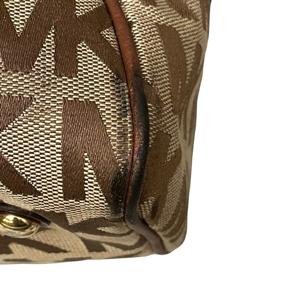 Michael Kors MK Signature Large Satchel Brown & Tan Jacquard Bag - Picture 15 of 15